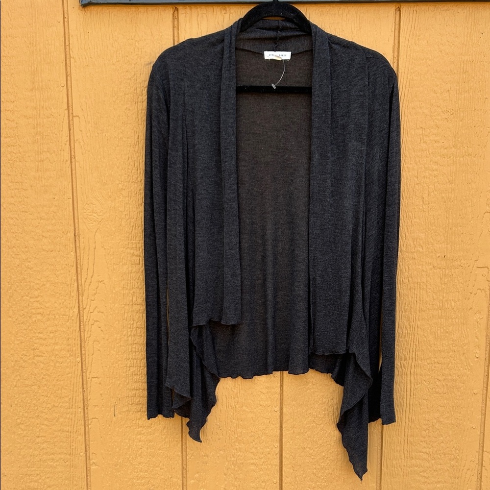 Charcoal Open Front Cardigan. Medium.